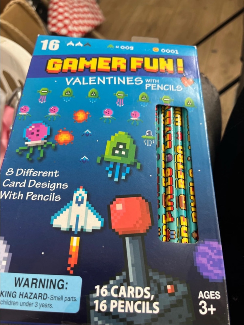 Valentines with Pencils - Blue